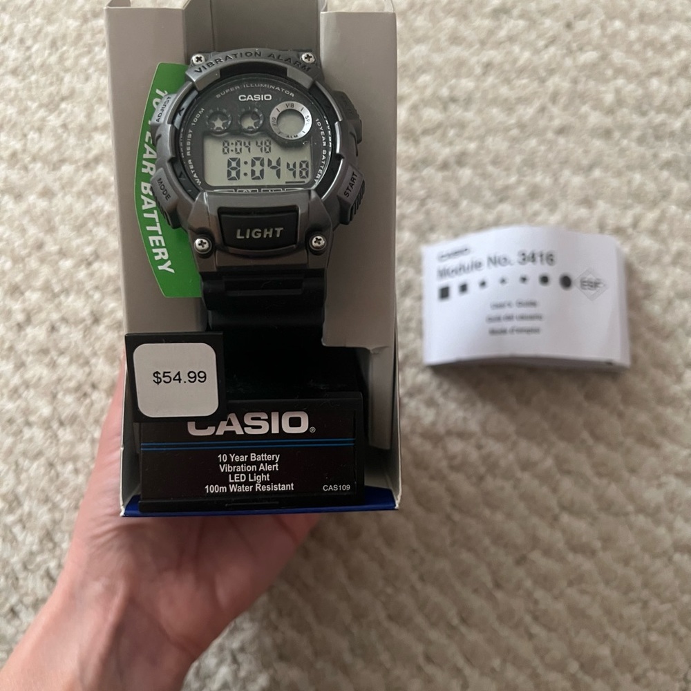 Casio Men's Super Illuminator Grey with Black Resin Band Watch - Picture 2 of 4